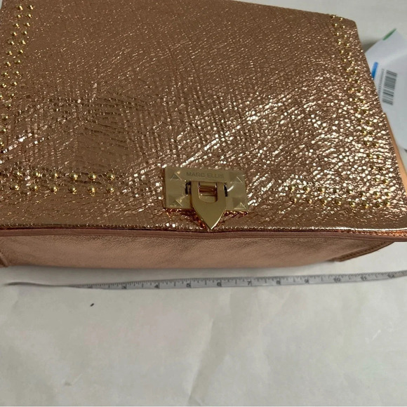 MARC ELLIS Leather Crossbody Shoulder Bag Metallic Pink Made in Italy - Picture 7 of 9